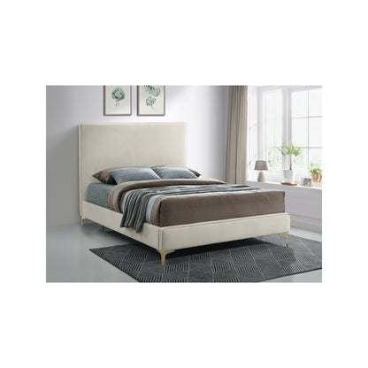 Geri Cream Velvet Queen Bed