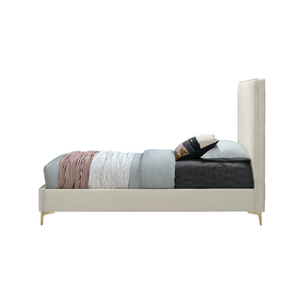 Geri Cream Velvet Queen Bed