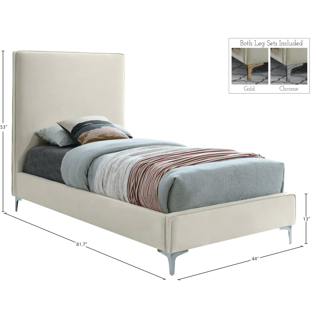 Geri Cream Velvet Twin Bed