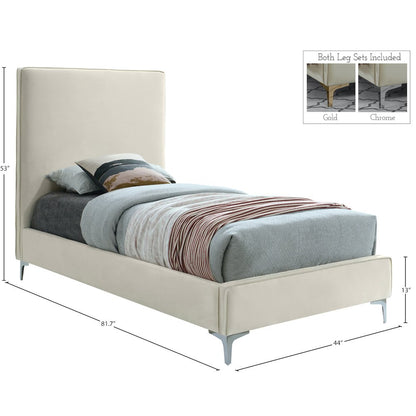 Geri Cream Velvet Twin Bed