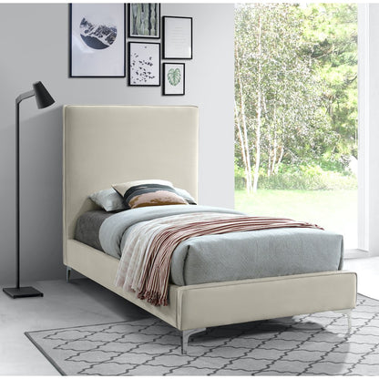 Geri Cream Velvet Twin Bed