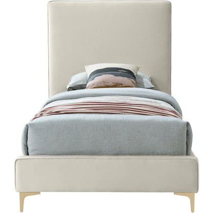 Geri Cream Velvet Twin Bed