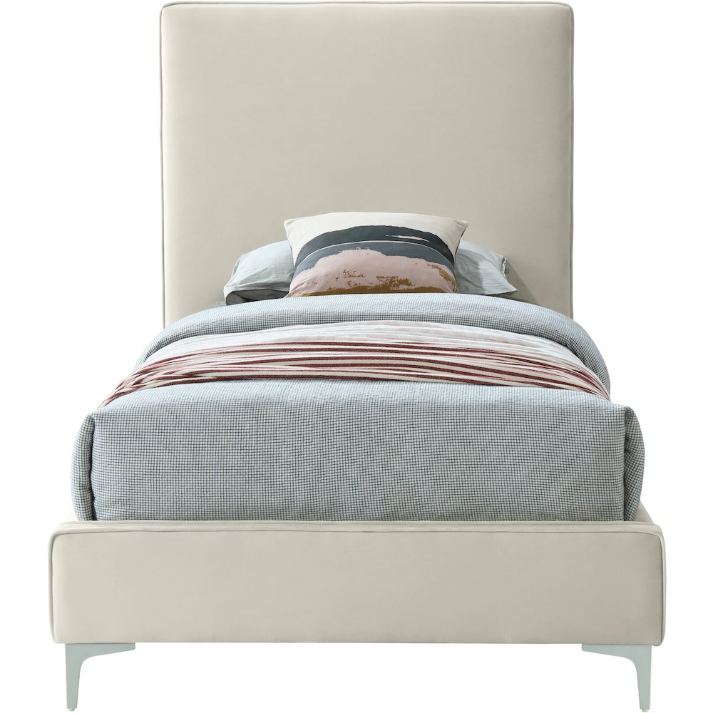 Geri Cream Velvet Twin Bed