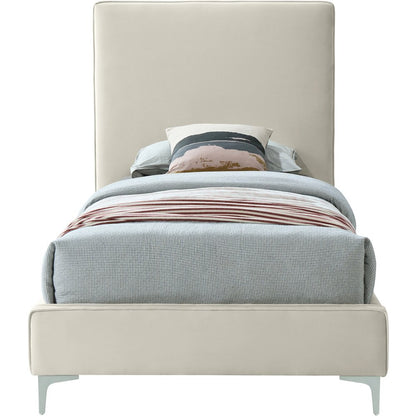 Geri Cream Velvet Twin Bed