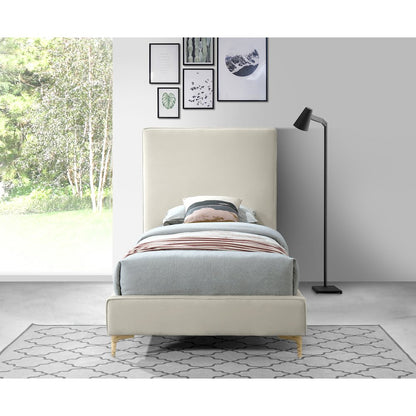 Geri Cream Velvet Twin Bed
