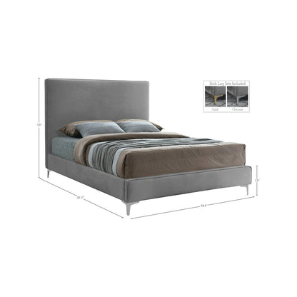 Geri Grey Velvet Full Bed