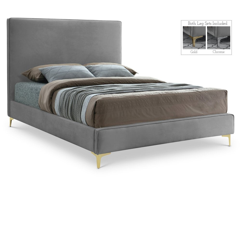 Geri Grey Velvet King Bed