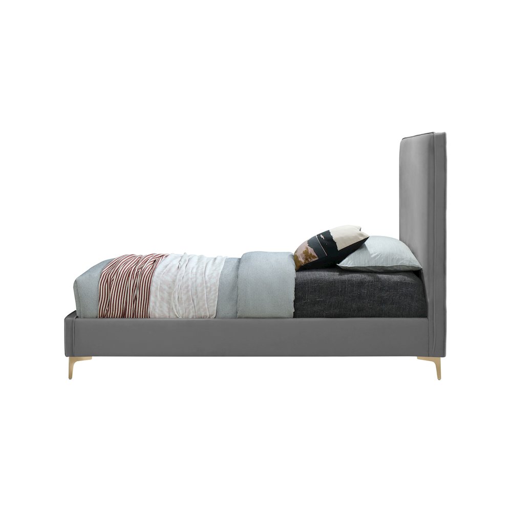 Geri Grey Velvet King Bed