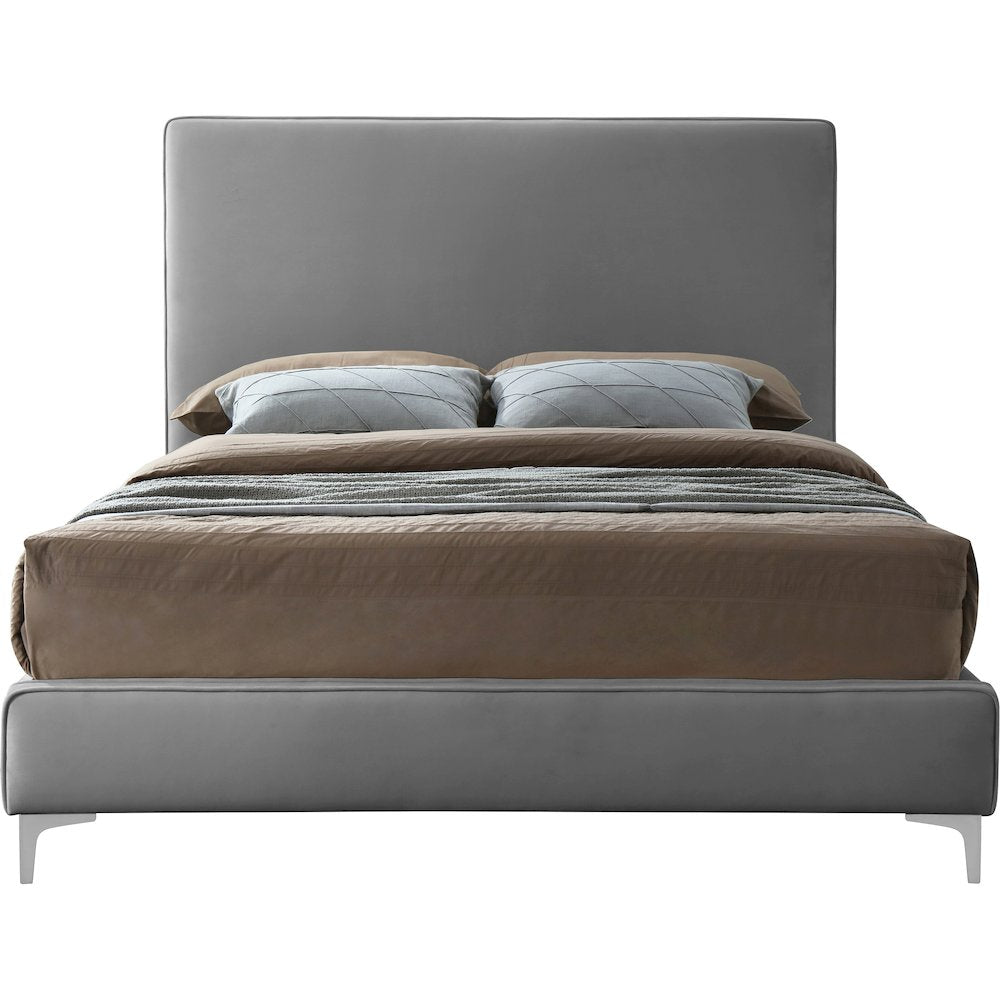 Geri Grey Velvet Queen Bed