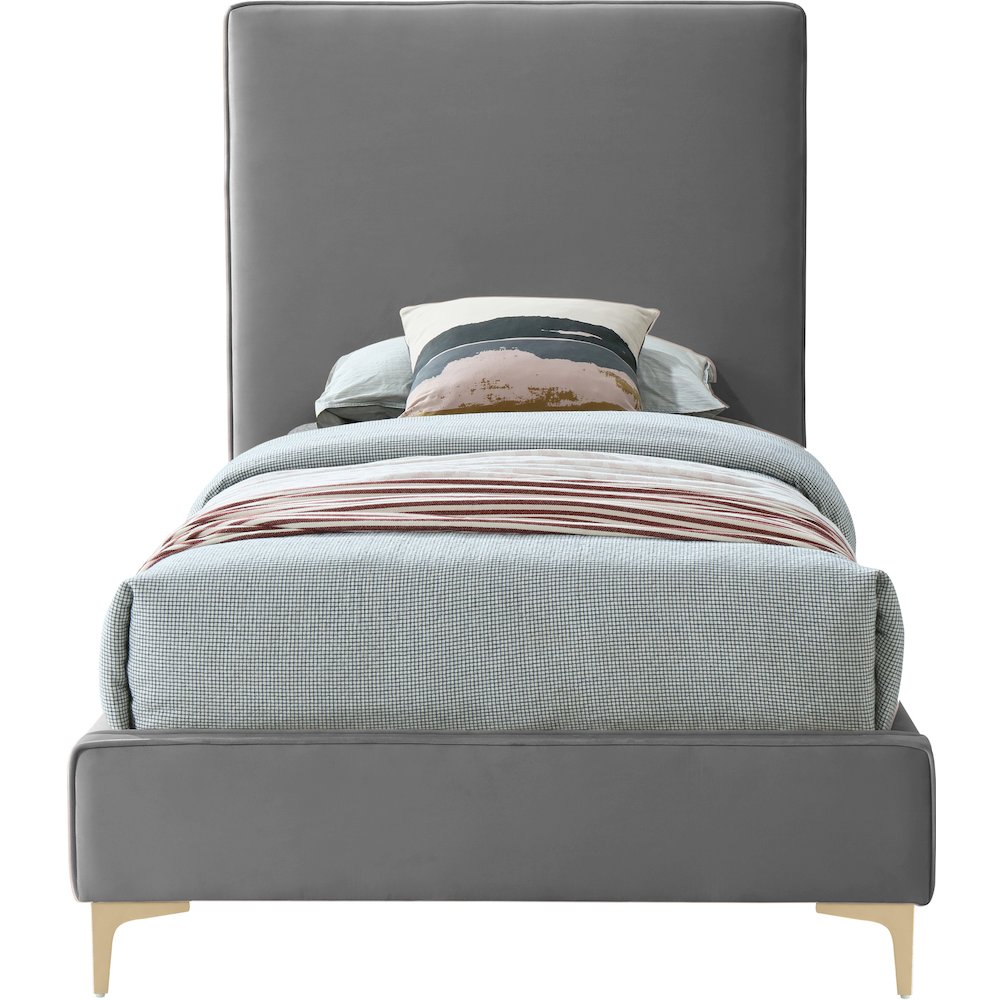 Geri Grey Velvet Twin Bed