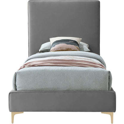 Geri Grey Velvet Twin Bed