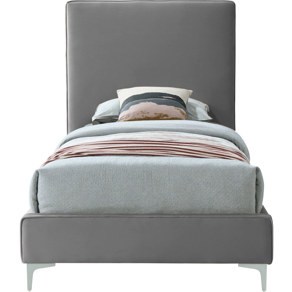 Geri Grey Velvet Twin Bed