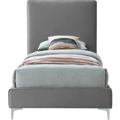 Geri Grey Velvet Twin Bed