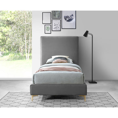 Geri Grey Velvet Twin Bed