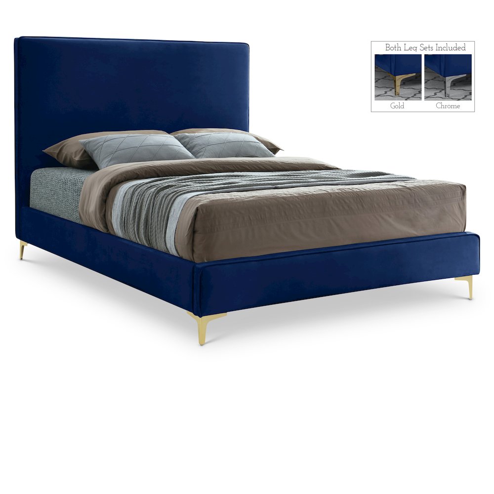 Geri Navy Velvet Full Bed