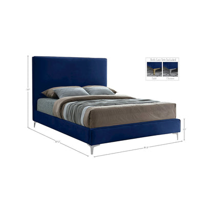 Geri Navy Velvet King Bed