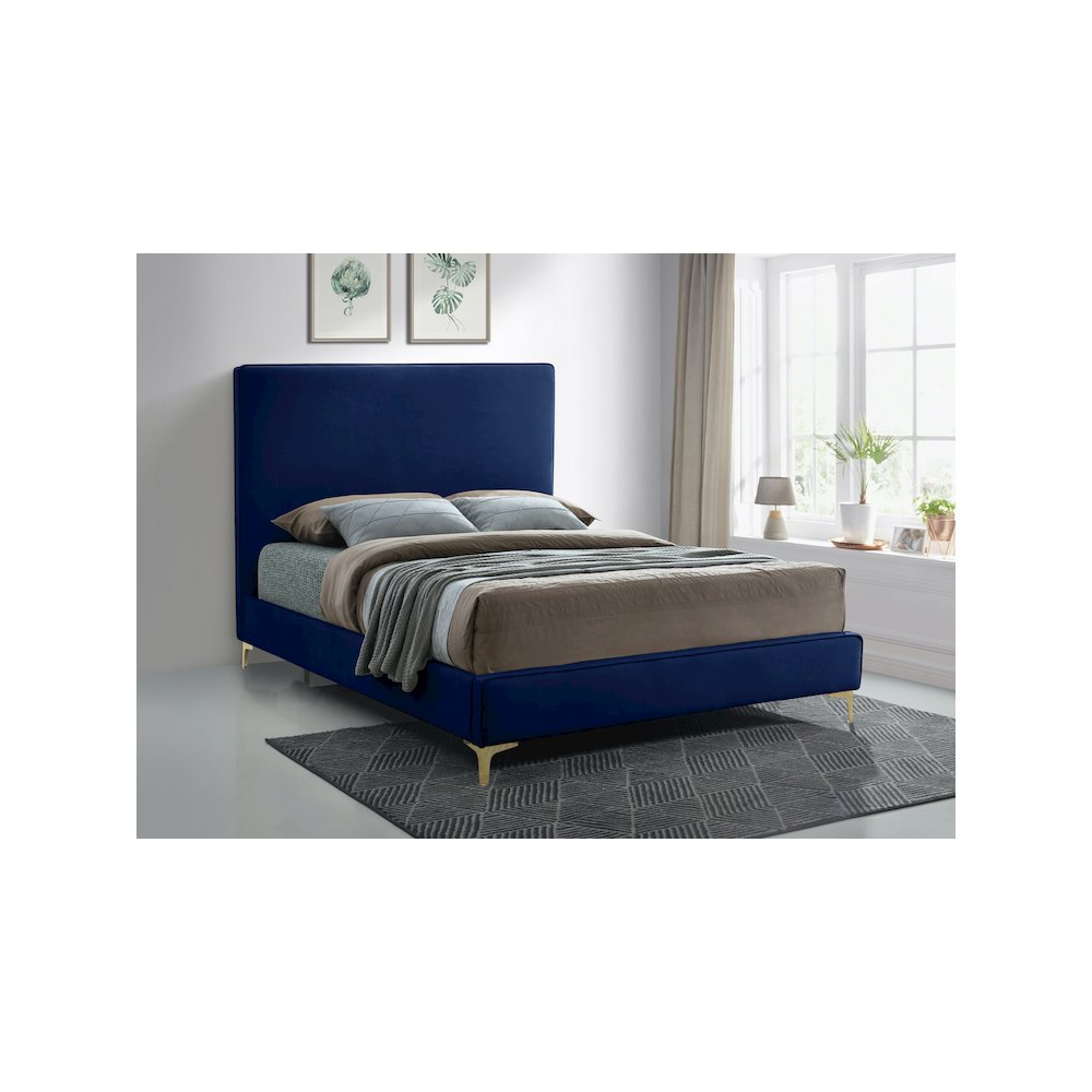 Geri Navy Velvet King Bed