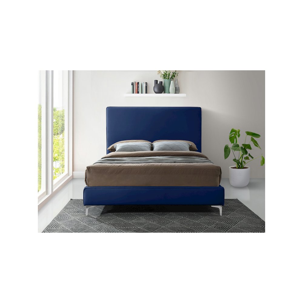 Geri Navy Velvet King Bed