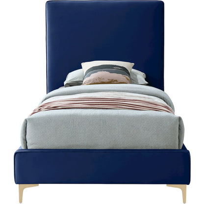 Geri Navy Velvet Twin Bed