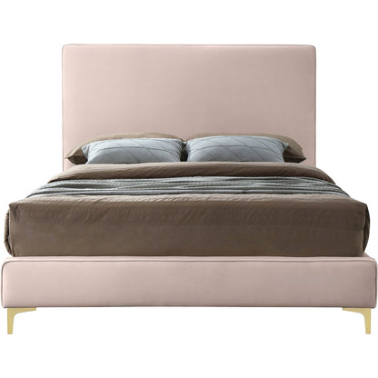 Geri Pink Velvet Queen Bed