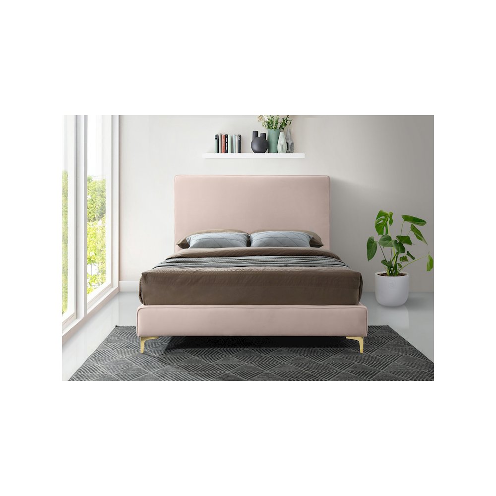 Geri Pink Velvet Queen Bed