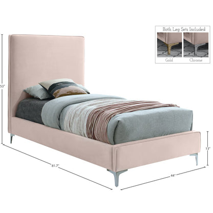 Geri Pink Velvet Twin Bed
