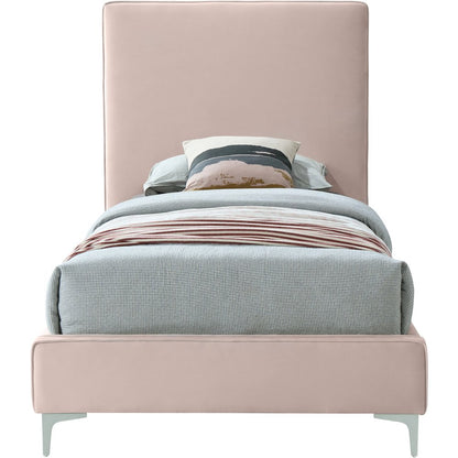 Geri Pink Velvet Twin Bed