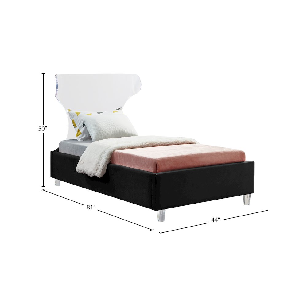 Ghost Black Velvet Twin Bed