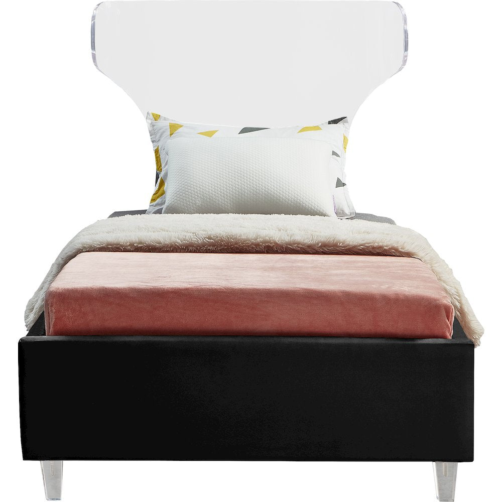 Ghost Black Velvet Twin Bed