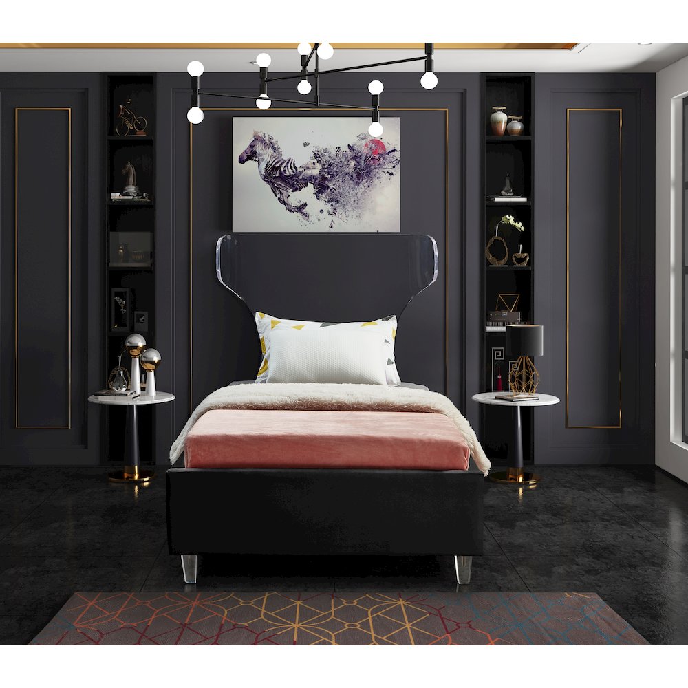 Ghost Black Velvet Twin Bed