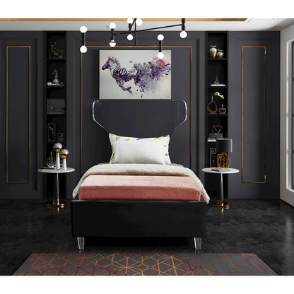 Ghost Black Velvet Twin Bed