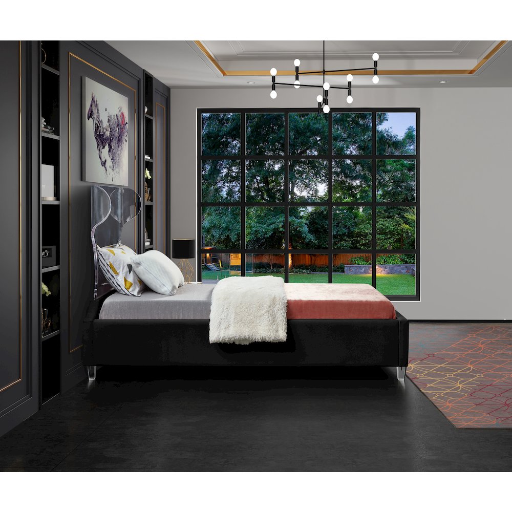 Ghost Black Velvet Twin Bed