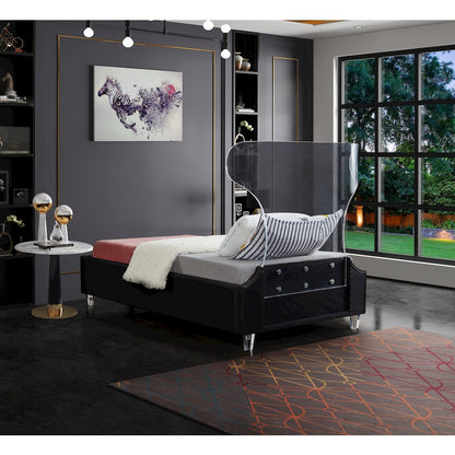 Ghost Black Velvet Twin Bed