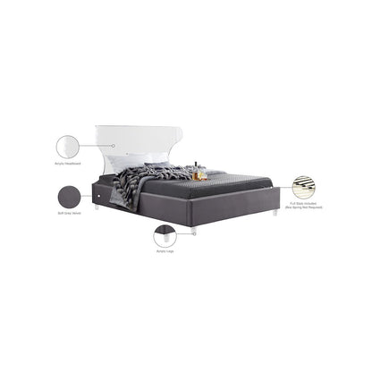 Ghost Grey Velvet Full Bed