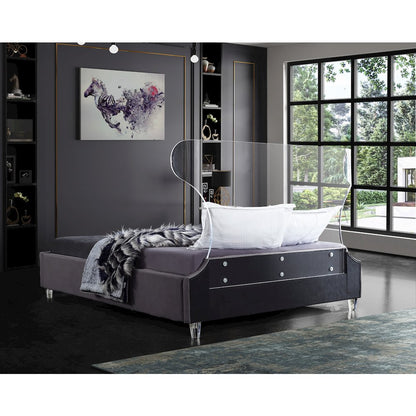 Ghost Grey Velvet Full Bed