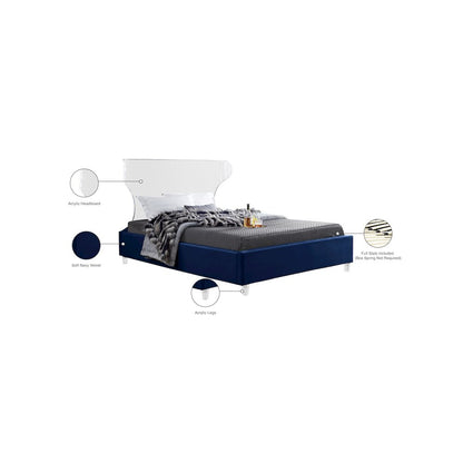 Ghost Navy Velvet Full Bed