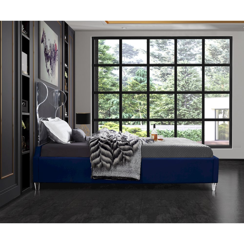 Ghost Navy Velvet Full Bed