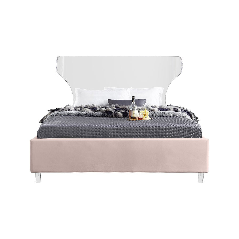Ghost Pink Velvet King Bed