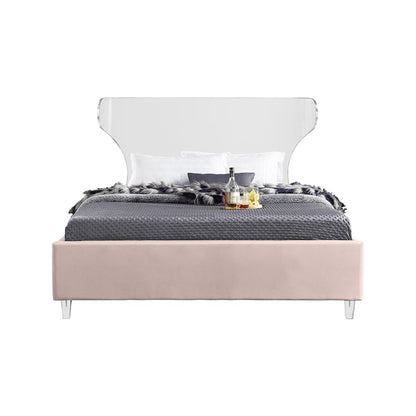Ghost Pink Velvet King Bed
