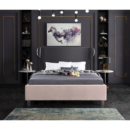 Ghost Pink Velvet King Bed