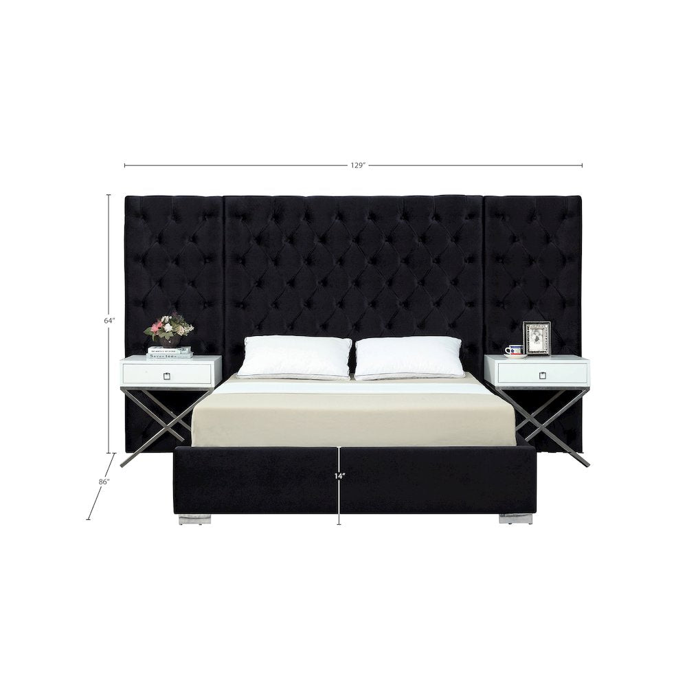 Grande Black Velvet King Bed