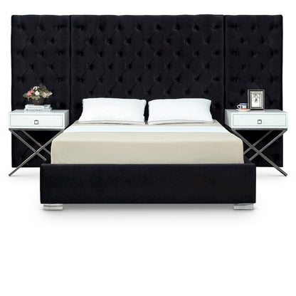 Grande Black Velvet King Bed