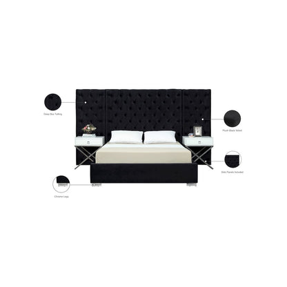 Grande Black Velvet Queen Bed