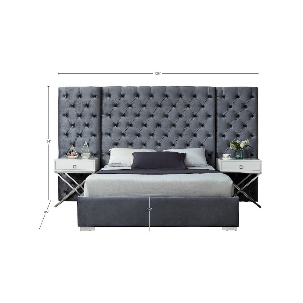 Grande Grey Velvet King Bed