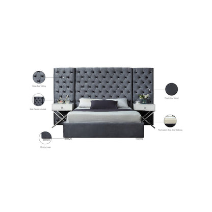 Grande Grey Velvet King Bed