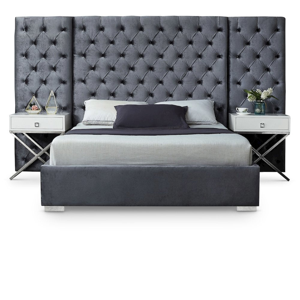 Grande Grey Velvet King Bed