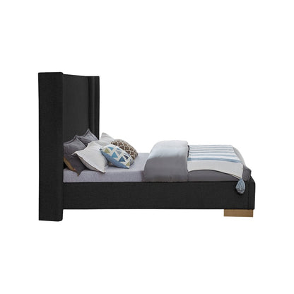 Halton Black Boucle Fabric Queen Bed