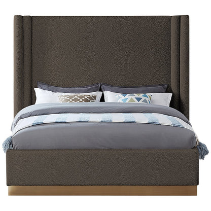 Halton Brown Boucle Fabric King Bed