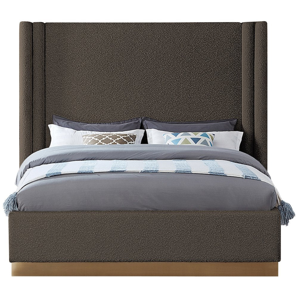 Halton Brown Boucle Fabric Queen Bed