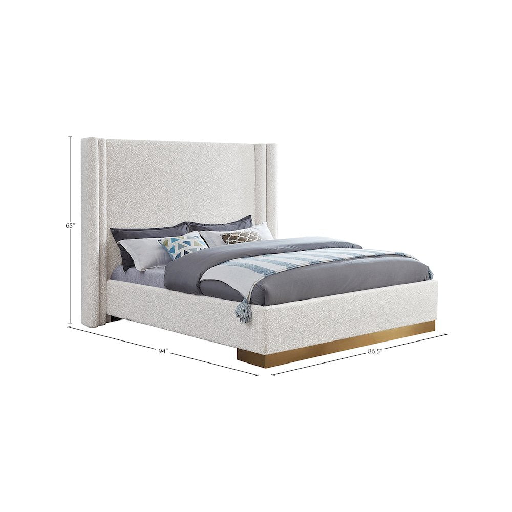 Halton Cream Boucle Fabric King Bed